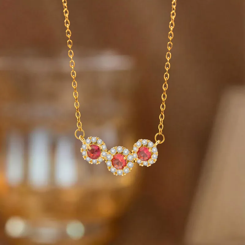 Naila Ruby Trio Necklace